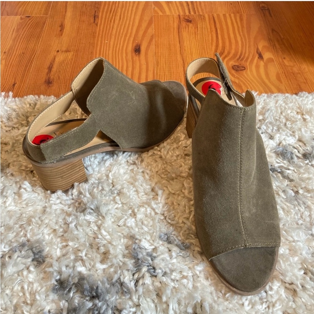 Franco Sarto Olive Suede Slingback Mules